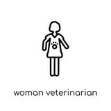 Vrouwen Veterinair pictogram In moderne vlakke lineaire vectorvrouw vector illustratie Vrouwen Veterinair pictogram In moderne vlakke lineaire vectorvrouw vector illustratie