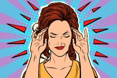 Vrouwenhoofdpijn, medisch symptoom van de ziekte vector illustratie Vrouwenhoofdpijn, medisch symptoom van de ziekte vector illustratie