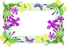 Vue avec des papillons et des fleurs, illustration d'aquarelle illustration de vecteur Vue avec des papillons et des fleurs, illustration d'aquarelle illustration de vecteur