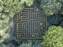 Vue aérienne de labyrinthe en parc de château d'Anholt Images stock Vue aérienne de labyrinthe en parc de château d'Anholt Images stock
