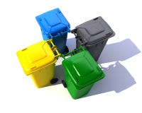 Vue aérienne des poubelles de déchets colorées illustration libre de droits Vue aérienne des poubelles de déchets colorées illustration libre de droits