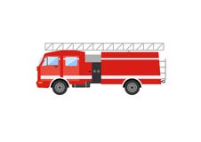 Vue de côté d'un camion de pompiers rouge Pompe à incendie d'illustration de vecteur Image libre de droits Vue de côté d'un camion de pompiers rouge Pompe à incendie d'illustration de vecteur Image libre de droits