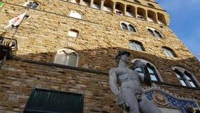 Vue de la façade de Palazzo Vecchio, Florence, Toscane, Italie image libre de droits Vue de la façade de Palazzo Vecchio, Florence, Toscane, Italie image libre de droits
