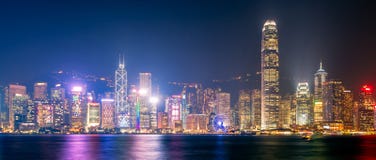 Vue de panorama de vue du centre de Hong Kong de Kowloon images stock Vue de panorama de vue du centre de Hong Kong de Kowloon images stock