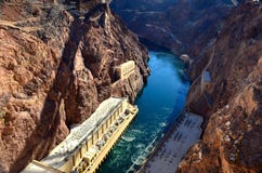 Vue de pont de Hooverdam, Las Vegas, Nevada, Etats-Unis, Amérique du Nord image stock Vue de pont de Hooverdam, Las Vegas, Nevada, Etats-Unis, Amérique du Nord image stock