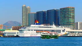 Vue de port de Kowloon, Hong Kong photos stock Vue de port de Kowloon, Hong Kong photos stock