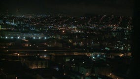 Vue de ville de nuit - Los Angeles - laps de temps banque de vidéos Vue de ville de nuit - Los Angeles - laps de temps banque de vidéos