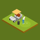 Vue isométrique du concept 3d de composition en golf Vecteur illustration de vecteur Vue isométrique du concept 3d de composition en golf Vecteur illustration de vecteur