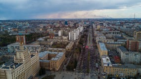 Vue panoramique aérienne de ville de Chelyabinsk, Russie images libres de droits Vue panoramique aérienne de ville de Chelyabinsk, Russie images libres de droits