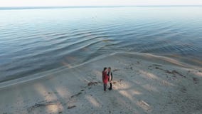 Vue à partir du dessus sur un couple marchant le long de la berge arénacée Relations des couples passant le temps ensemble banque de vidéos Vue à partir du dessus sur un couple marchant le long de la berge arénacée Relations des couples passant le temps ensemble banque de vidéos
