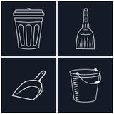 Vuilnisbak en Bezem, Emmer vector illustratie Vuilnisbak en Bezem, Emmer vector illustratie