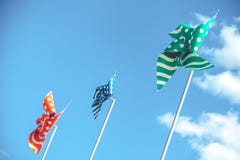 Vuurraderen tegen blauwe hemel met wolken stock afbeelding Vuurraderen tegen blauwe hemel met wolken stock afbeelding