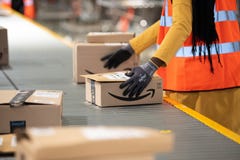 Vélizy, FRANCE Sept. 23th 2019 :  Logistics activity on Amazon site