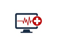 Vård- medicinsk datorsymbol Logo Design Element royaltyfri illustrationer Vård- medicinsk datorsymbol Logo Design Element royaltyfri illustrationer