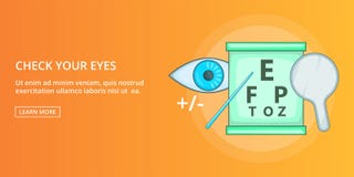 Vérifiez votre bannière de yeux horizontale, style de bande dessinée Image libre de droits Vérifiez votre bannière de yeux horizontale, style de bande dessinée Image libre de droits
