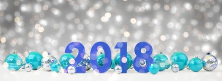 a véspera de ano 2018 novo com quinquilharias do Natal alinhou a rendição 3D ilustração do vetor a véspera de ano 2018 novo com quinquilharias do Natal alinhou a rendição 3D ilustração do vetor