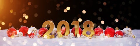 véspera de ano 2018 novo com quinquilharias do Natal e velas do renderin de 3D ilustração stock véspera de ano 2018 novo com quinquilharias do Natal e velas do renderin de 3D ilustração stock