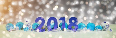véspera de ano 2018 novo com quinquilharias do Natal e velas do renderin de 3D ilustração royalty free véspera de ano 2018 novo com quinquilharias do Natal e velas do renderin de 3D ilustração royalty free