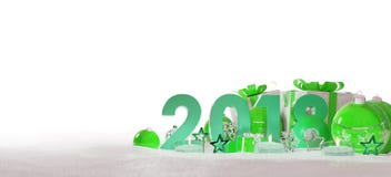 véspera de ano 2018 novo com rendição das quinquilharias e dos presentes 3D do Natal ilustração stock véspera de ano 2018 novo com rendição das quinquilharias e dos presentes 3D do Natal ilustração stock