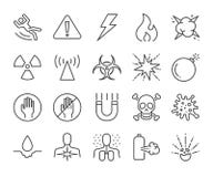 Waarschuwing en gevaar geplaatste tekenpictogrammen vector illustratie Waarschuwing en gevaar geplaatste tekenpictogrammen vector illustratie