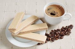 Wafer con cioccolato e caffè immagini stock Wafer con cioccolato e caffè immagini stock