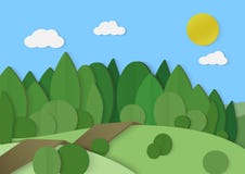 Waldholzpapppapierlandschaft Grüner Baum des Parks lizenzfreie abbildung Waldholzpapppapierlandschaft Grüner Baum des Parks lizenzfreie abbildung