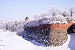 Wall Of Fortress In The Winter Stock Photos