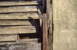 Wall of wooden boards and cement royalty free stock photo Wall of wooden boards and cement royalty free stock photo