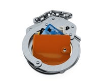 Wallet inside handcuffs royalty free illustration Wallet inside handcuffs royalty free illustration