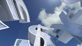 Waluta symbole euro, dolar, funt, jen lubią biznesowych budynki Konceptualny centrum finansowe Biznesowa animacja royalty ilustracja Waluta symbole euro, dolar, funt, jen lubią biznesowych budynki Konceptualny centrum finansowe Biznesowa animacja royalty ilustracja
