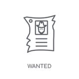 Wanted linear icon. Modern outline Wanted logo concept on white royalty free illustration Wanted linear icon. Modern outline Wanted logo concept on white royalty free illustration