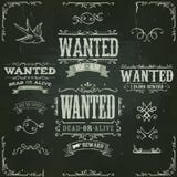 Wanted Vintage Western Banners On Chalkboard