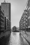 Warehouse district in Hamburg - black & white royalty free stock image Warehouse district in Hamburg - black & white royalty free stock image