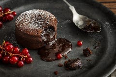 Warm Chocolate Lava Cake with Red Currants