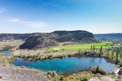 Warm Springs e lago tranquillo, Jerome, Idaho Immagini Stock Warm Springs e lago tranquillo, Jerome, Idaho Immagini Stock