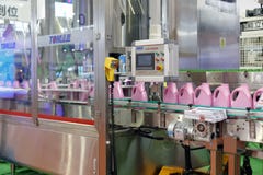 Washing liquid filling production line Stock Image Washing liquid filling production line Stock Image