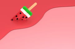 Wassermeloneneis am stiel-Eiscreme schmilzt Illustration des Kopienraum-Hintergrundes 3D vektor abbildung Wassermeloneneis am stiel-Eiscreme schmilzt Illustration des Kopienraum-Hintergrundes 3D vektor abbildung