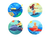 Wassersport-Ikonensatz lizenzfreie abbildung Wassersport-Ikonensatz lizenzfreie abbildung