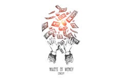 Waste of money concept. Hand drawn isolated vector. stock illustration Waste of money concept. Hand drawn isolated vector. stock illustration