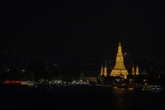 Wat Arun at night with gold and is the oldest temple of the Chao Phraya River. in Bangkok Thailand stock image Wat Arun at night with gold and is the oldest temple of the Chao Phraya River. in Bangkok Thailand stock image