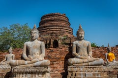 Wat Yai Chai Mongkol nel parco storico di Ayutthaya Il Monaster immagini stock Wat Yai Chai Mongkol nel parco storico di Ayutthaya Il Monaster immagini stock