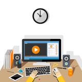 Watching video concept. Streaming online video royalty free illustration Watching video concept. Streaming online video royalty free illustration