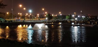 Water fountain at East 55th pier in Cleveland,Ohio royalty free stock photos Water fountain at East 55th pier in Cleveland,Ohio royalty free stock photos