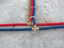 Water pipes installation in the room. stock photos Water pipes installation in the room. stock photos