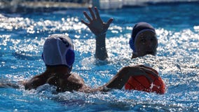 Water polo players during the competition match, Sport stock photography Water polo players during the competition match, Sport stock photography