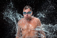 The water splash on male face Stock Image The water splash on male face Stock Image