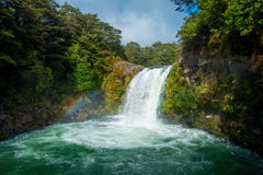 Water from volcano Mt Ruapehu forms Tawhai Falls in Tongariro National Park, New Zealand stock photos Water from volcano Mt Ruapehu forms Tawhai Falls in Tongariro National Park, New Zealand stock photos