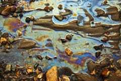 Water With Patches Of Gasoline And Oil Royalty Free Stock Photos Water With Patches Of Gasoline And Oil Royalty Free Stock Photos