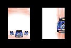 Watercolor background with the image of a retro car, A4 format, hand drawing, form template stock photo Watercolor background with the image of a retro car, A4 format, hand drawing, form template stock photo