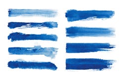Watercolor. Blue abstract painted ink strokes set on watercolor paper. Ink strokes. Flat kind brush stroke. royalty free stock photo Watercolor. Blue abstract painted ink strokes set on watercolor paper. Ink strokes. Flat kind brush stroke. royalty free stock photo